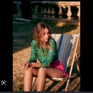 Sezane Pierro Shirt Green Floral 4